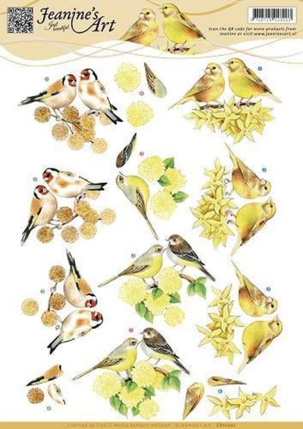 Gele vogeltjes 3d-knipvel jeanine's art 10 stuks