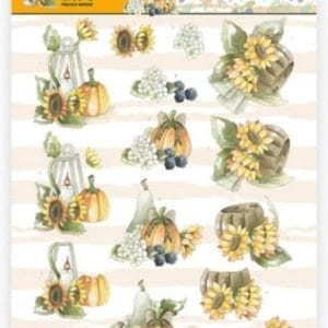 Gele zonnebloemen en pompoen Nature's Gift 3D-Knipvel van Precious Marieke 10 stuks