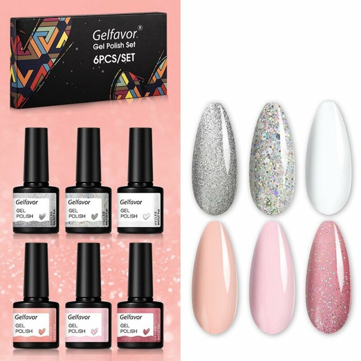Gelfavor® Gellak set 6 kleuren Gel nagellak set Gellak set 8ml
