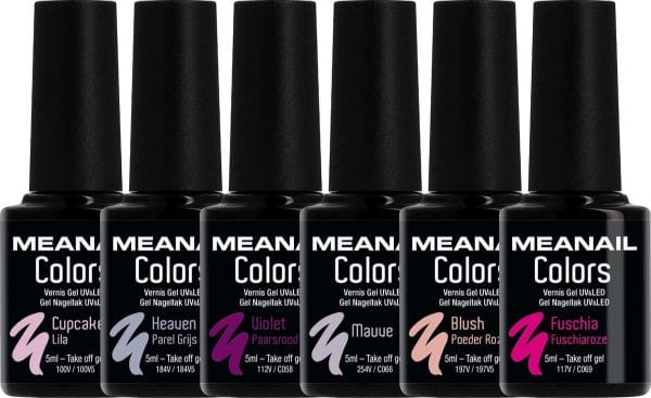 Gellak - MEANAIL - Vegan & Cruelty Free - PAARS - 6 kleuren gel nagellak