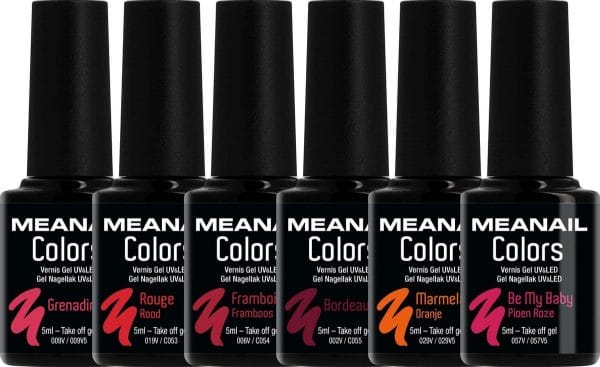 Gellak - MEANAIL - Vegan & Cruelty Free - ROOD - 6 kleuren gel nagellak