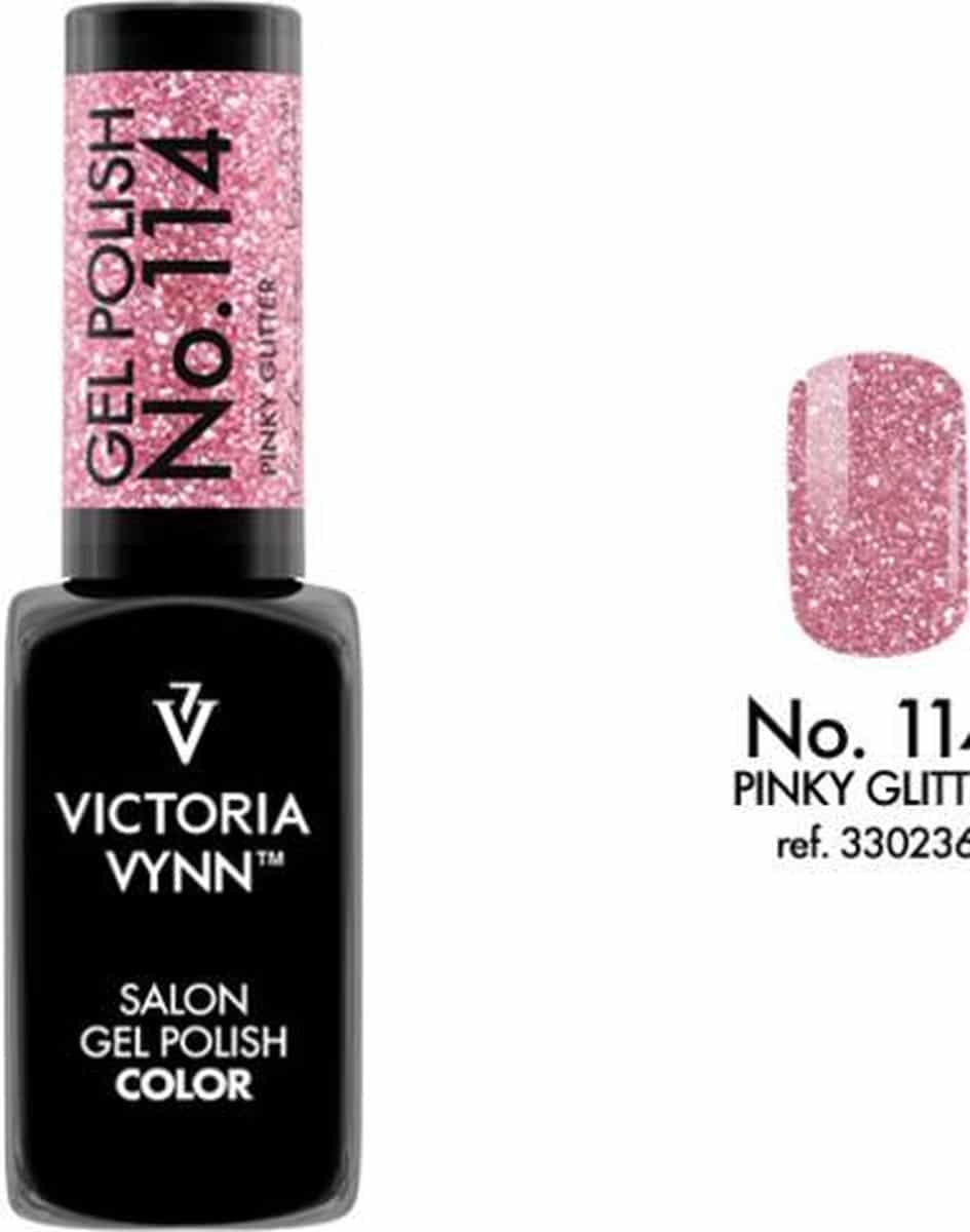 Gellak Victoria Vynn™ Gel Nagellak - Salon Gel Polish Color 114 - 8 ml. - Pinky Glitter