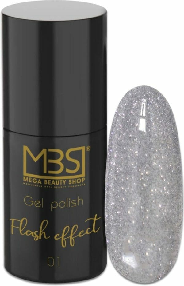 Gellak - gel polish - pro - flash line - glitter gellak - zilver - (01)