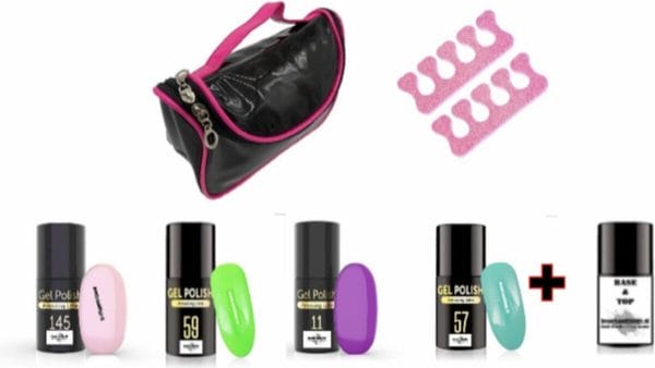 Gellak pakket Alice in Wonderland van BeautyOfNoelle® 4 x 5ML gellakken inclusief 5ML Base en Top 2in1 coating & luxe opbergtas-gelnagels-acrylnagels-nepnagels-manicure-gellak-actiepakket