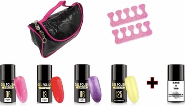 Gellak pakket Ratatouille van BeautyofNoelle® 4 x 5ML inclusief 5ML Base en Top 2in1 coating & luxe opbergtas-gelnagels-acrynagels-nepnagels-manicure-gellak pakket