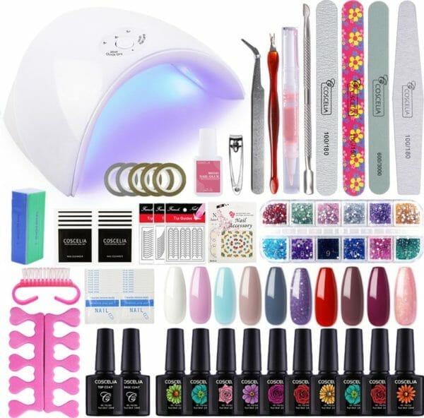 Gellak starterspakket - gellak nagelset - gellak - uv led lamp 36w - nail art - 10 kleuren gellak - manicure set - nagellamp