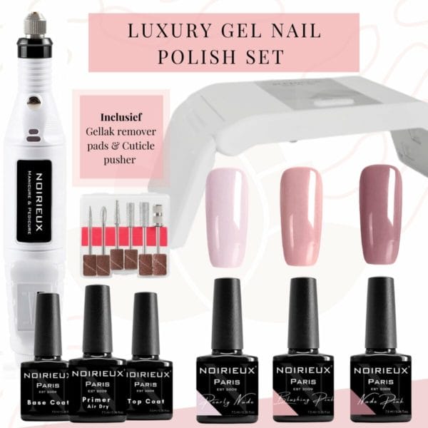 Gellak starterspakket nude - gellak - 3 nude top kleuren gellak nagellak - uv led lamp - elektrische nagelvijl - manicure set - nagellak set