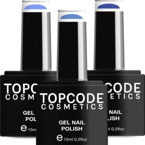 Gellak van TOPCODE Cosmetics - 3 pack gel nagellak - Blauw set 1 - 3 x 15 ml flesjes - Blue Berry + Caribbean Sea + Indie Blue