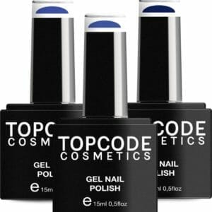 Gellak van TOPCODE Cosmetics - 3 pack gel nagellak - Blauw set 3 - 3 x 15 ml flesjes - Indie Blue + Cobalt + Midnight Blue