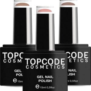 Gellak van TOPCODE Cosmetics - 3 pack gel nagellak - Nude set 1 - 3 x 15 ml flesjes - Sand + Congo Pink + Burning Sand