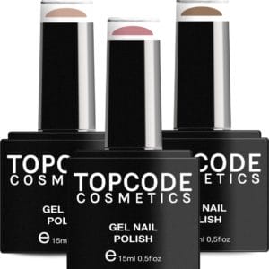 Gellak van TOPCODE Cosmetics - 3 pack gel nagellak - Nude set 2 - 3 x 15 ml flesjes - Champagne Pink + Fiery Rose + Spicy Copper