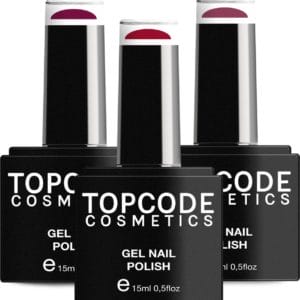Gellak van TOPCODE Cosmetics - 3 pack gel nagellak - Rood set 1 - 3 x 15 ml flesjes - Bright Maroon + Redwood + Rusty Red