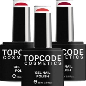 Gellak van TOPCODE Cosmetics - 3 pack gel nagellak - Rood set 3 - 3 x 15 ml flesjes - Ruby Red + Imperial Red + Lipstick Red