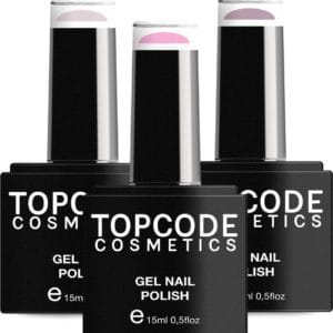 Gellak van TOPCODE Cosmetics - 3 pack gel nagellak - Roze set 1 - 3 x 15 ml flesjes - Blush Pink + Lavender + Light Pink