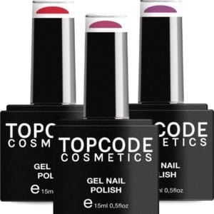 Gellak van TOPCODE Cosmetics - 3 pack gel nagellak - Roze set 2 - 3 x 15 ml flesjes - Neon Pink + Mulberry + Popstar