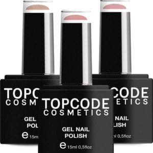 Gellak van TOPCODE Cosmetics - 3 pack gel nagellak - Roze set 3 - 3 x 15 ml flesjes - Champagne Pink + New York Pink + Piggy Pink