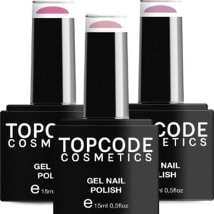 Gellak van TOPCODE Cosmetics - 3 pack gel nagellak - Roze set 4 - 3 x 15 ml flesjes - Persian Pink Shine + Orchid Pink + Lady Pink