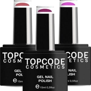 Gellak van TOPCODE Cosmetics - 3 pack gel nagellak - Roze set 5 - 3 x 15 ml flesjes - Wild Watermelon + Raspberry + French Rose