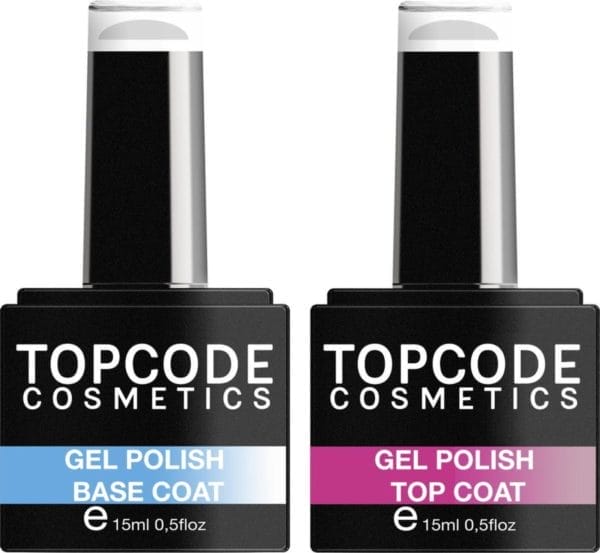 Gellak van topcode cosmetics - super shine top coat & base coat - mcmx501 + mcdj19h - 15 ml