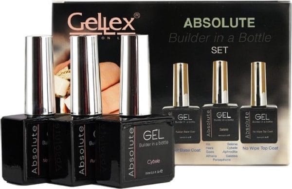 Gellex - biab starter pakket - set absolute builder gel in a bottle "galatea" 15ml - gellak starterspakket 3x15ml - biab nagellak - builder gel - gellak peach
