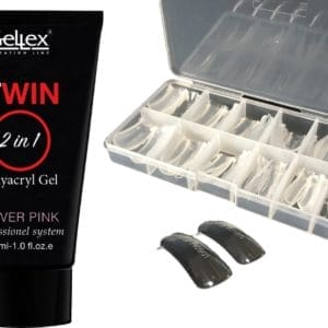 Gellex Twin Polygel, Polyacryl Cover pink 30 ml incl. Dual Nageltips 120st- Geschikt voor UV & LED lamp - Gellak - Polygel Nagels