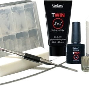 Gellex Twin Polygel Set, Poly Acryl Gel nagels Starterspakket - Acrylgel Starterset -Polygel Starters Kit: Polygel Tube Clear, Poly gel Liquid