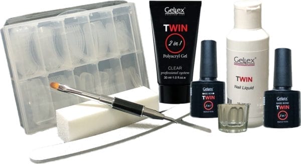 Gellex twin polygel set, poly acryl gel nagels starterspakket - acrylgel starterset -polygel starters kit: polygel tube clear, poly gel liquid