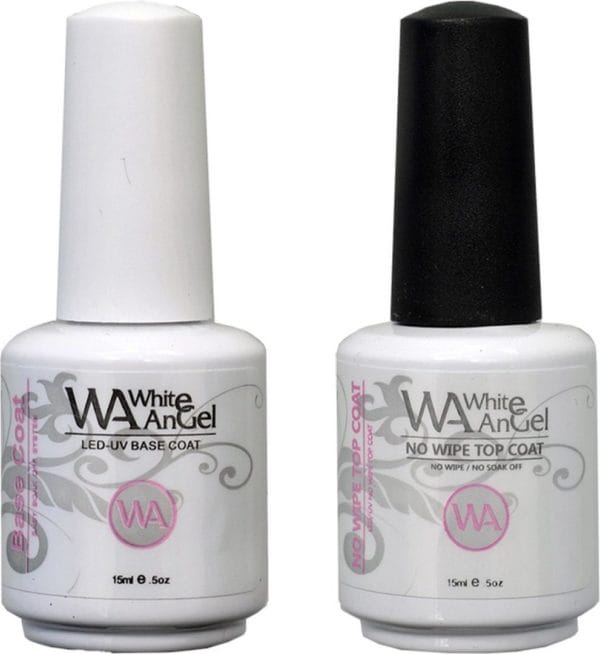 Gellex white angel - base coat 15ml & no wipe top coat 15ml - gel nagellak led / uv gellak set