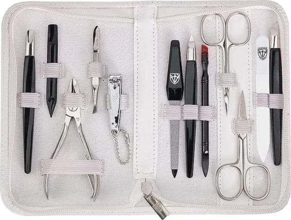 Germany nagelset 'palermo' 12-delig. Manicure pedicure reisetui set nagelverzorging nagelnecessaire stalen instrumenten merkkwaliteit, manicure set kunstleer in geschenkdoos (0302)