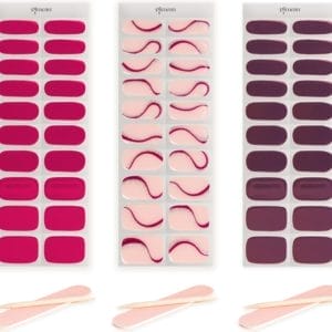 Gimeau - Gel Nail Stickers - 3 Pack Solid Colors & Nail Art