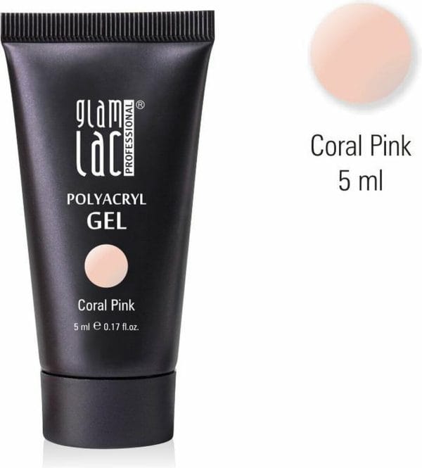 Glamlac Polygel - Polyacryl Gel Coral Pink 5 ml- Professioneel product - Salon kwaliteit - Mini verpakking