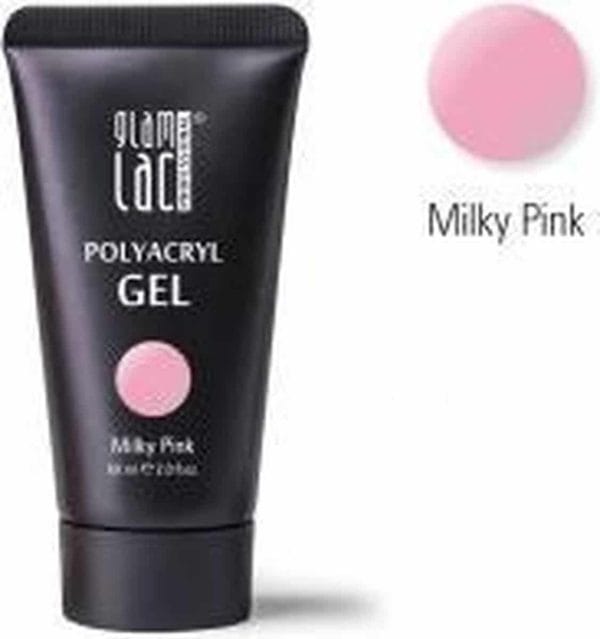Glamlac Polygel - Polyacryl Gel Milky Pink 60 ml. - In super handige tube - Voor nagelverlenging en versteviging