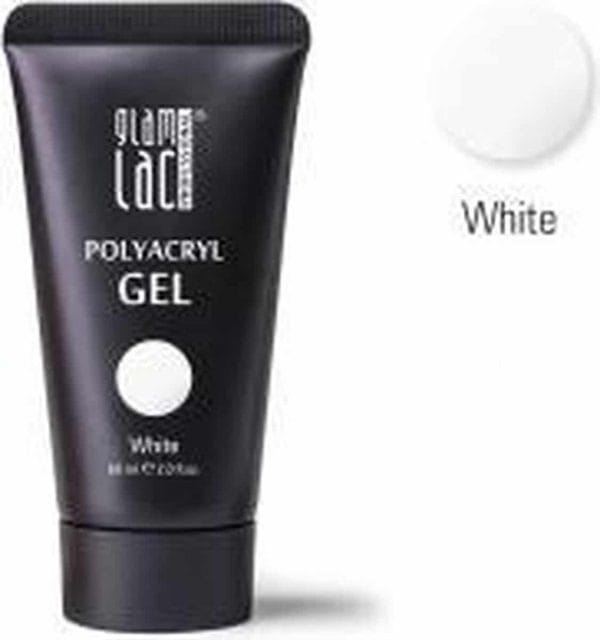 Glamlac Polygel - Polyacryl Gel White 60 ml. - In super handige tube! - Voor nagelverlenging en versteviging