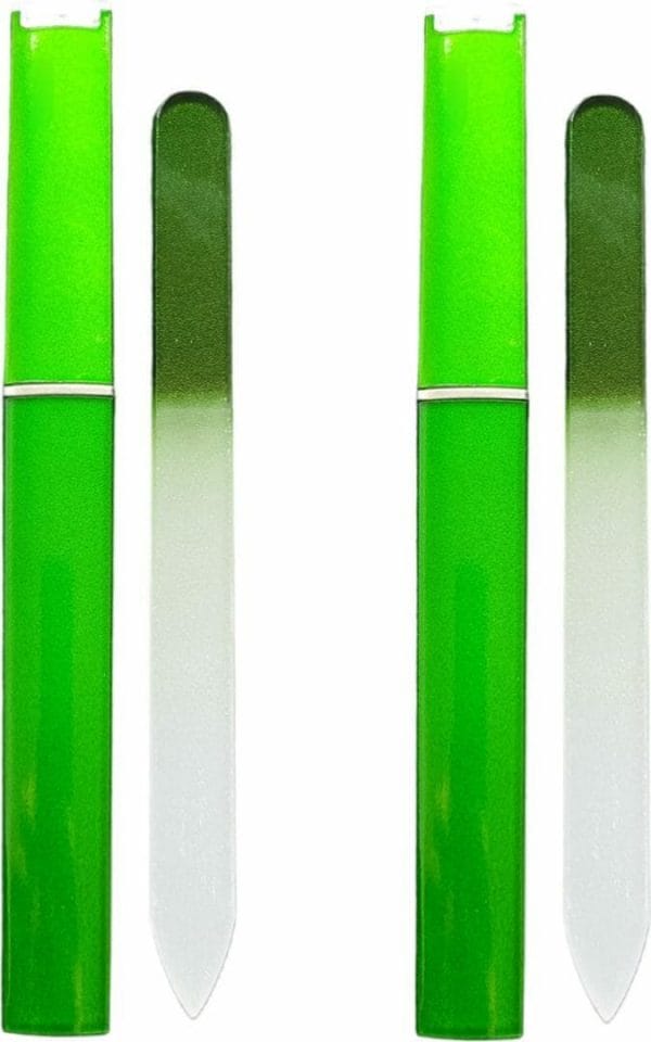 Glazen nagelvijl groen - 2 stuks met doosje - glasvijl - manicure - odaani