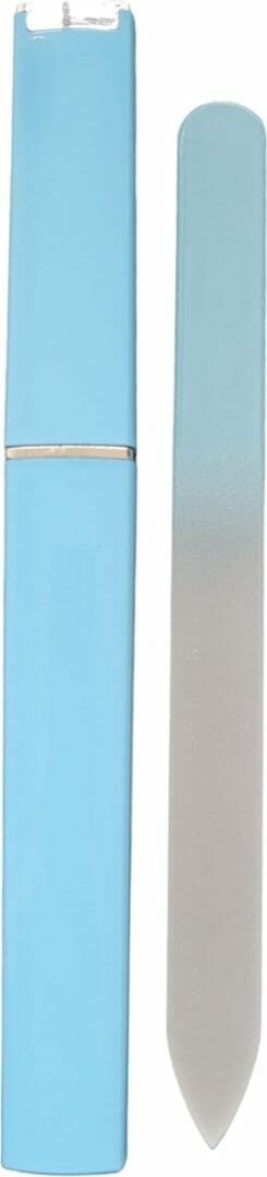 Glazen nagelvijl licht blauw- 1 stuk - glasvijl met opbergdoosje - manicure - odaani