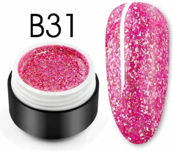 Glittergel b31 - glitters - nailart - nail art glitters - gellak - nagelversiering - nagelverzorging - nail art tools - glitter gellak - 5ml - mooie glitters