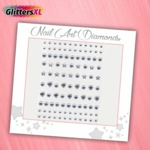 GlittersXL - Nail Art Diamonds (106 Diamantjes Hartjes/Sterren/Cirkels) [Zelfklevend Nagel Steentjes Decoratie Versiering - Manicure Kunstnagels Nepnagels - Acryl Nagels Rhinestone Rhine Stones]