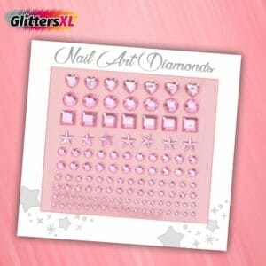 GlittersXL - Nail Art Diamonds (115 Diamantjes Roze Figuren) [Zelfklevend Nagel Steentjes Decoratie Versiering - Manicure Kunstnagels Nepnagels - Acryl Nagels Rhinestone Rhine Stones]