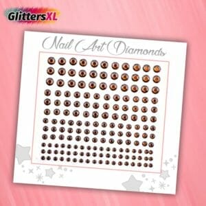 GlittersXL - Nail Art Diamonds (165 Diamantjes Brons/Bruin) [Zelfklevend Nagel Steentjes Decoratie Versiering - Manicure Kunstnagels Nepnagels - Acryl Nagels Rhinestone Rhine Stones]