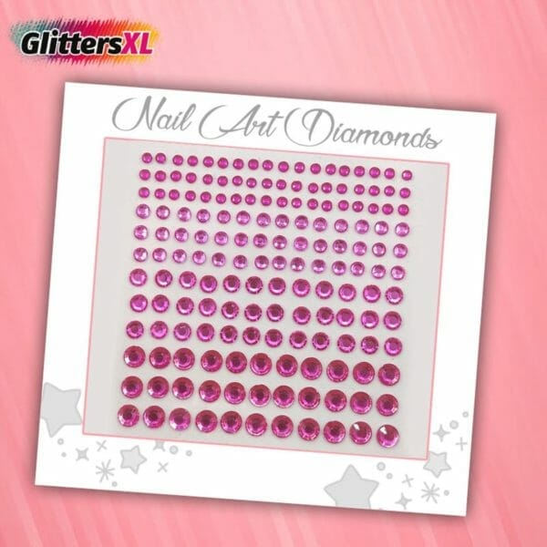 Glittersxl - nail art diamonds (165 diamantjes roze) [zelfklevend nagel steentjes decoratie versiering - manicure kunstnagels nepnagels - acryl nagels rhinestone rhine stones]