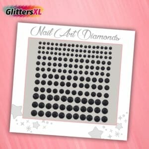 GlittersXL - Nail Art Diamonds (165 Diamantjes Zwart) [Zelfklevend Nagel Steentjes Decoratie Versiering - Manicure Kunstnagels Nepnagels - Acryl Nagels Rhinestone Rhine Stones]