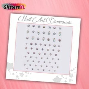 GlittersXL - Nail Art Diamonds (68 Diamantjes Sterren/Cirkels) [Zelfklevend Nagel Steentjes Decoratie Versiering - Manicure Kunstnagels Nepnagels - Acryl Nagels Rhinestone Rhine Stones]