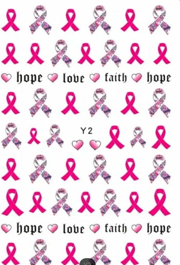 GoedeDoelen.Shop | Nagelstickers Hope Love Faith | Nail Art | Nagelstudio | Pink Ribbon Nagelstickers | Borstkanker Awareness | Ribbon | Nagels