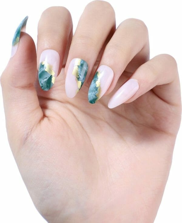 Green agate - nail tabs - press on nails - nep nagels - plak nagels