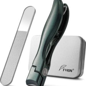 Grote nagelknipper met brede kaakopening, roestvrijstalen set, nagelknipper voor dikke nagels, teennagelknipper met nano-nagelvijl, nagelknipper met opvangbak (groen)