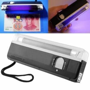 Handheld Blacklight UV-lamp & LED-zaklamp, Verifieer Hidden Security-functies op bankbiljetten en paspoort (zwart)