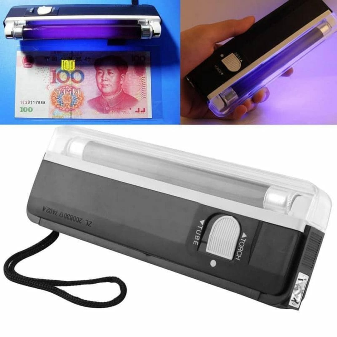 Handheld blacklight uv-lamp & led-zaklamp, verifieer hidden security-functies op bankbiljetten en paspoort (zwart) Handheld blacklight uv-lamp & led-zaklamp, verifieer hidden security-functies op bankbiljetten en paspoort (zwart)