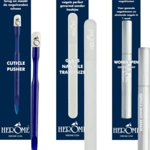 Herome Bokkenpootje, Glazen Nagelvijl & Wonderpen - Cadeau voor vrouw - Nagelverzorging - met Verzorgende Nagelriemolie