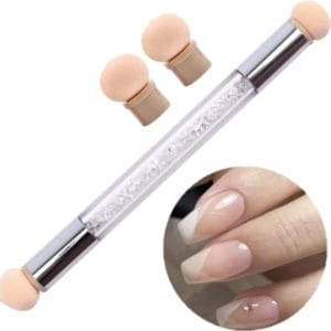 Hiden | Nail art Spons Brush met 3 Sponzen set - Nail Art Penselen - Spons Brush nagels - Make up Spons | Wit