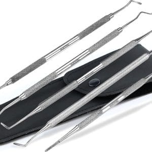 Hoeklifter set voetverzorging voetverzorgingsinstrument met etui roestvrij staal fijn medium middellang breedte uiteinden nagellifter nagelverzorging dubbel instrument pedicure-instrument. Kwaliteit van de vakhandel